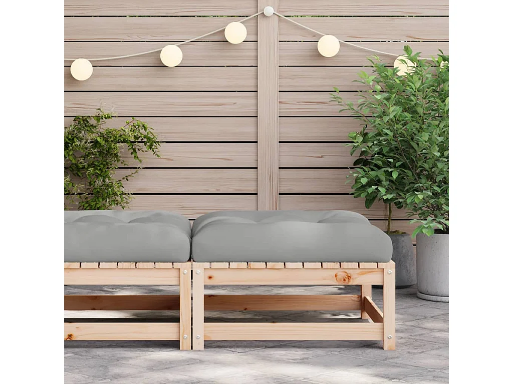 Garden Furniture -  Tuinvoetenbank met kussen massief grenenhout