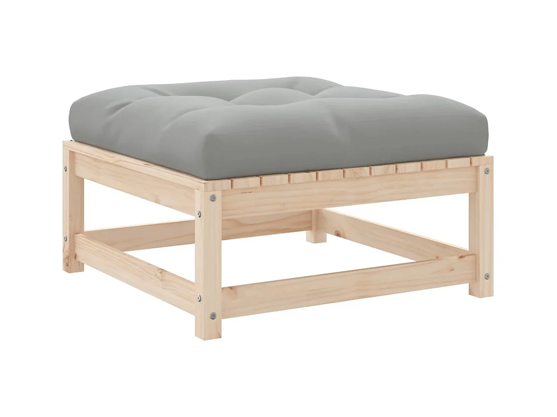 Garden Furniture -  Repose-pied de jardin avec coussin bois de pin massif