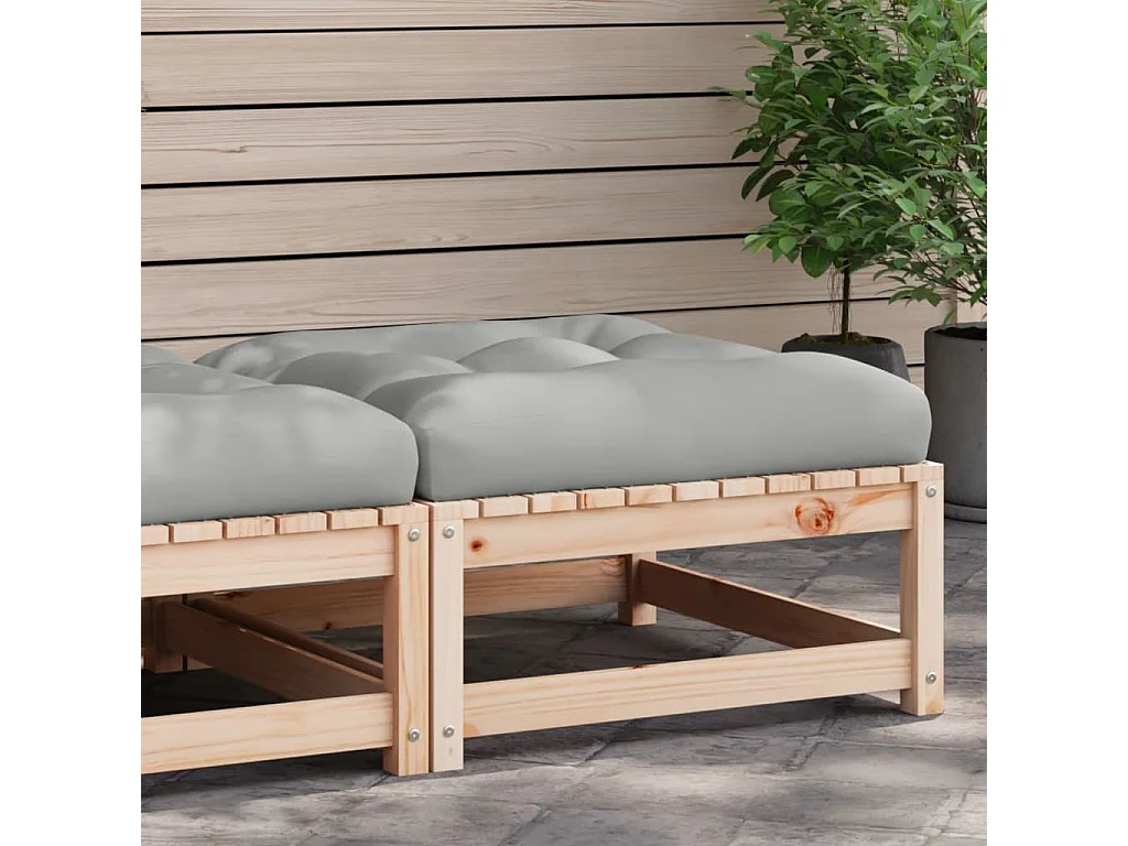 Garden Furniture -  Repose-pied de jardin avec coussin bois de pin massif