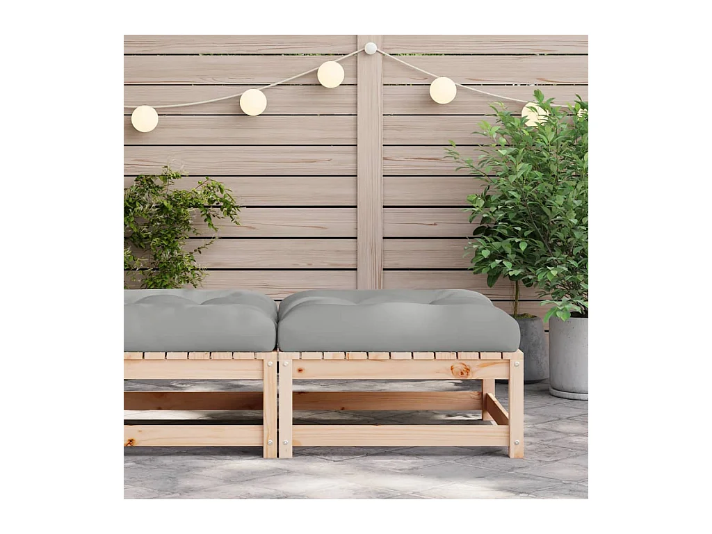 Garden Furniture -  Repose-pied de jardin avec coussin bois de pin massif
