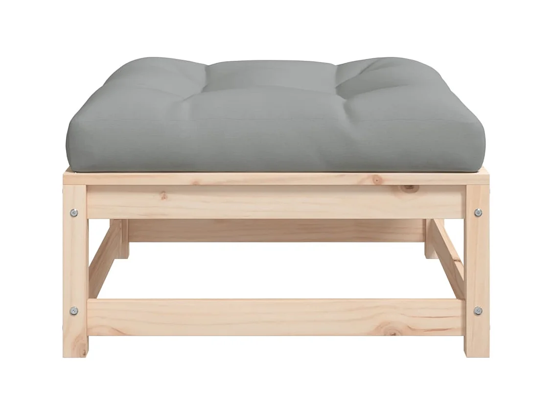 Garden Furniture -  Repose-pied de jardin avec coussin bois de pin massif