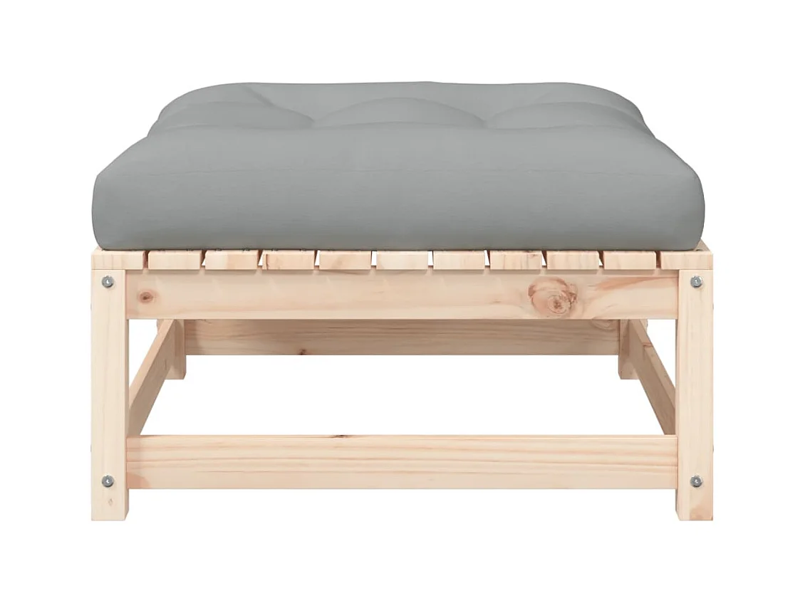 Garden Furniture -  Repose-pied de jardin avec coussin bois de pin massif