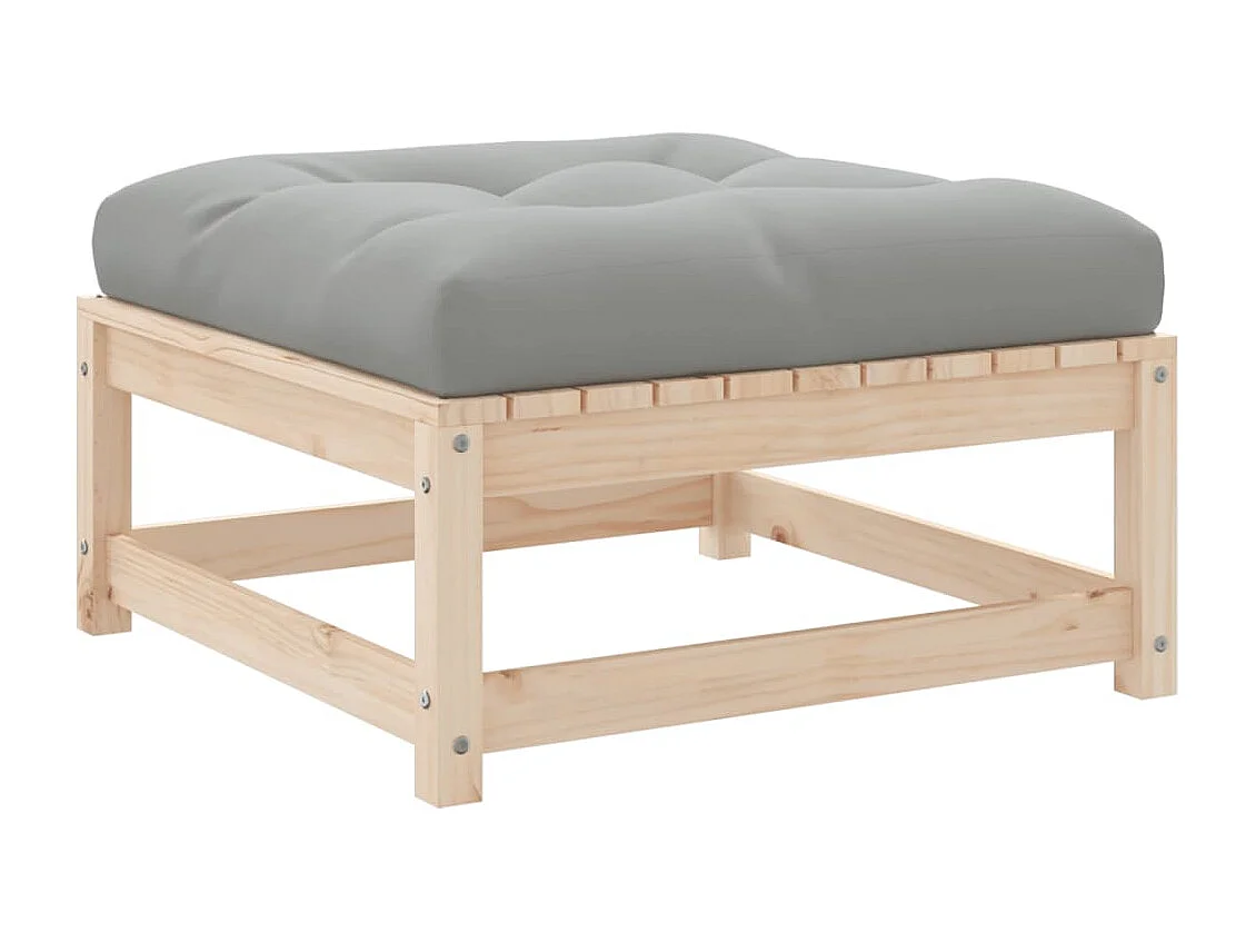Garden Furniture -  Repose-pied de jardin avec coussin bois de pin massif