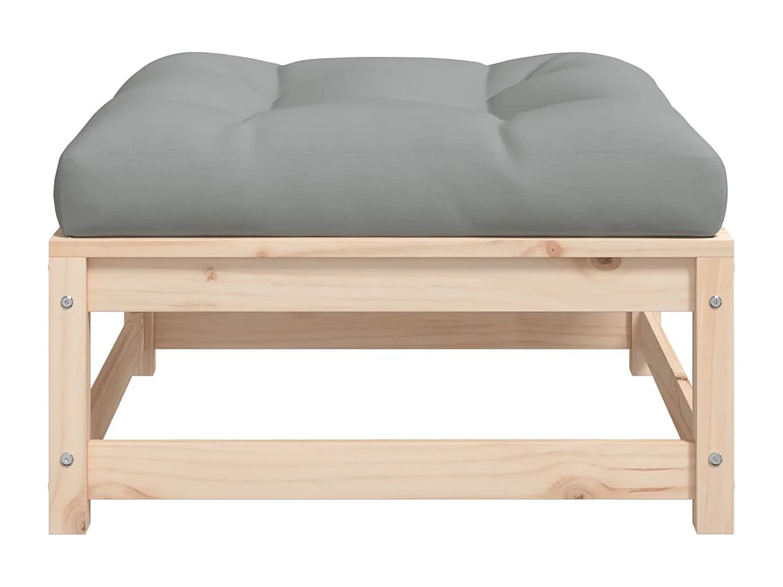 Garden Furniture -  Repose-pied de jardin avec coussin bois de pin massif