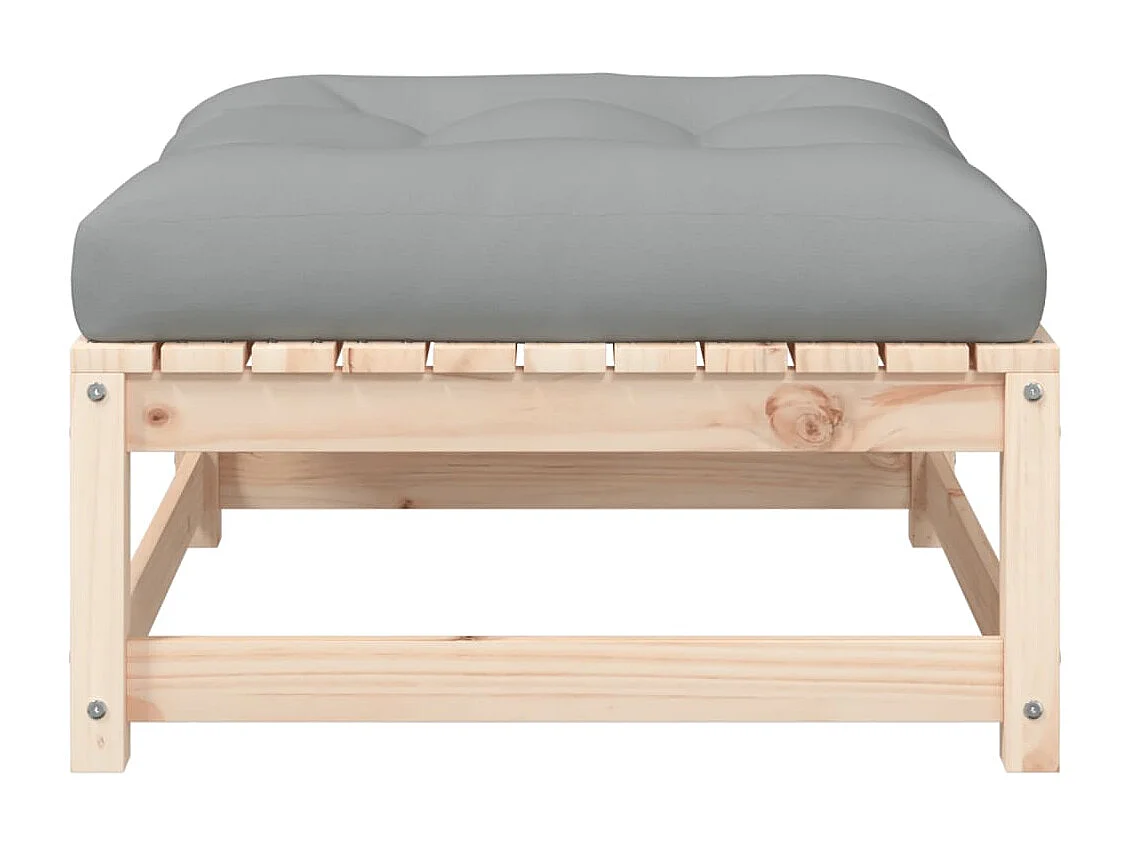 Garden Furniture -  Repose-pied de jardin avec coussin bois de pin massif