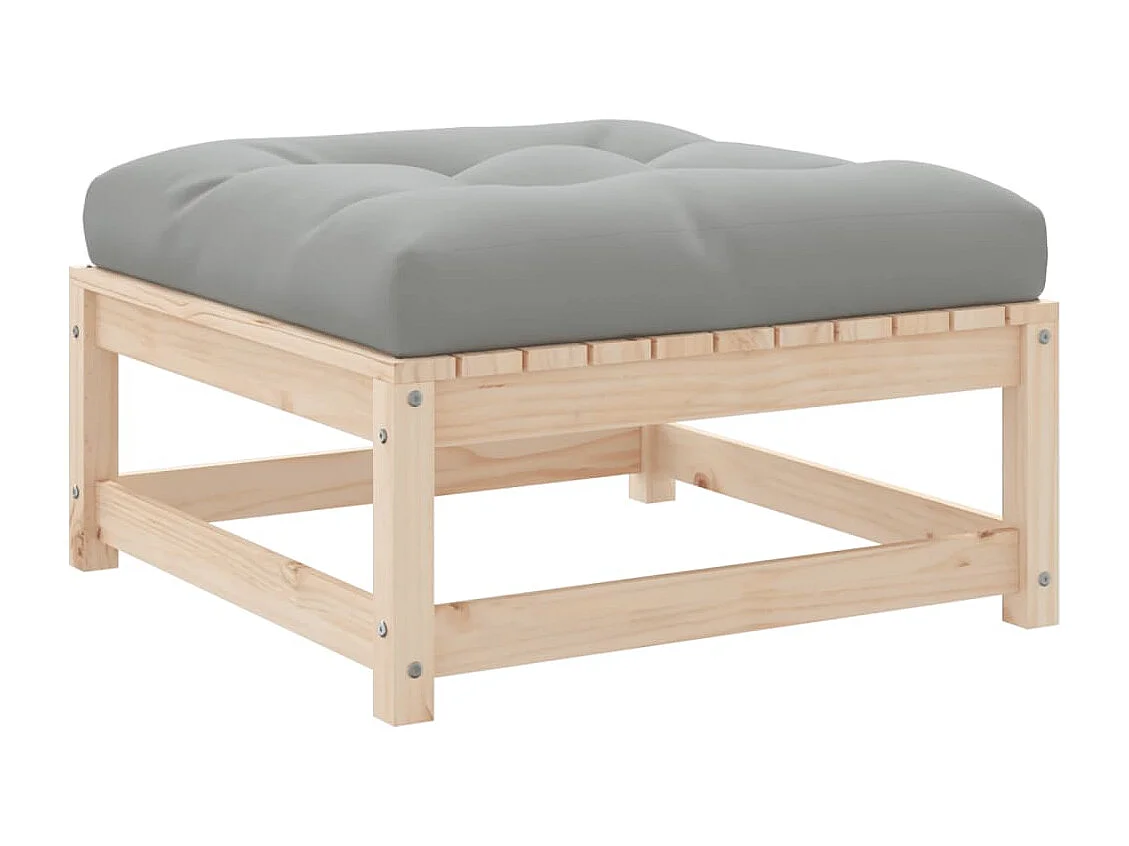 Garden Furniture -  Repose-pied de jardin avec coussin bois de pin massif