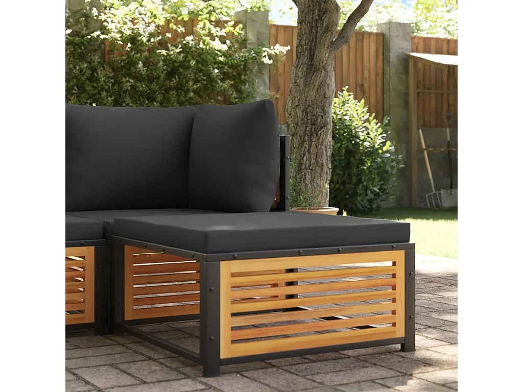 Carrigart  Tuinvoetenbank met kussen 68x68x30 cm massief acaciahout