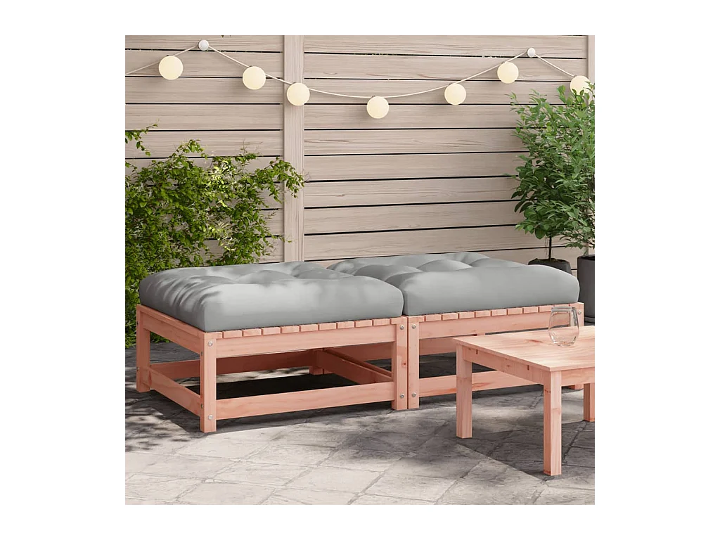 Garden Furniture -  Taburetes de jardín con cojines 2 uds madera abeto de Douglas