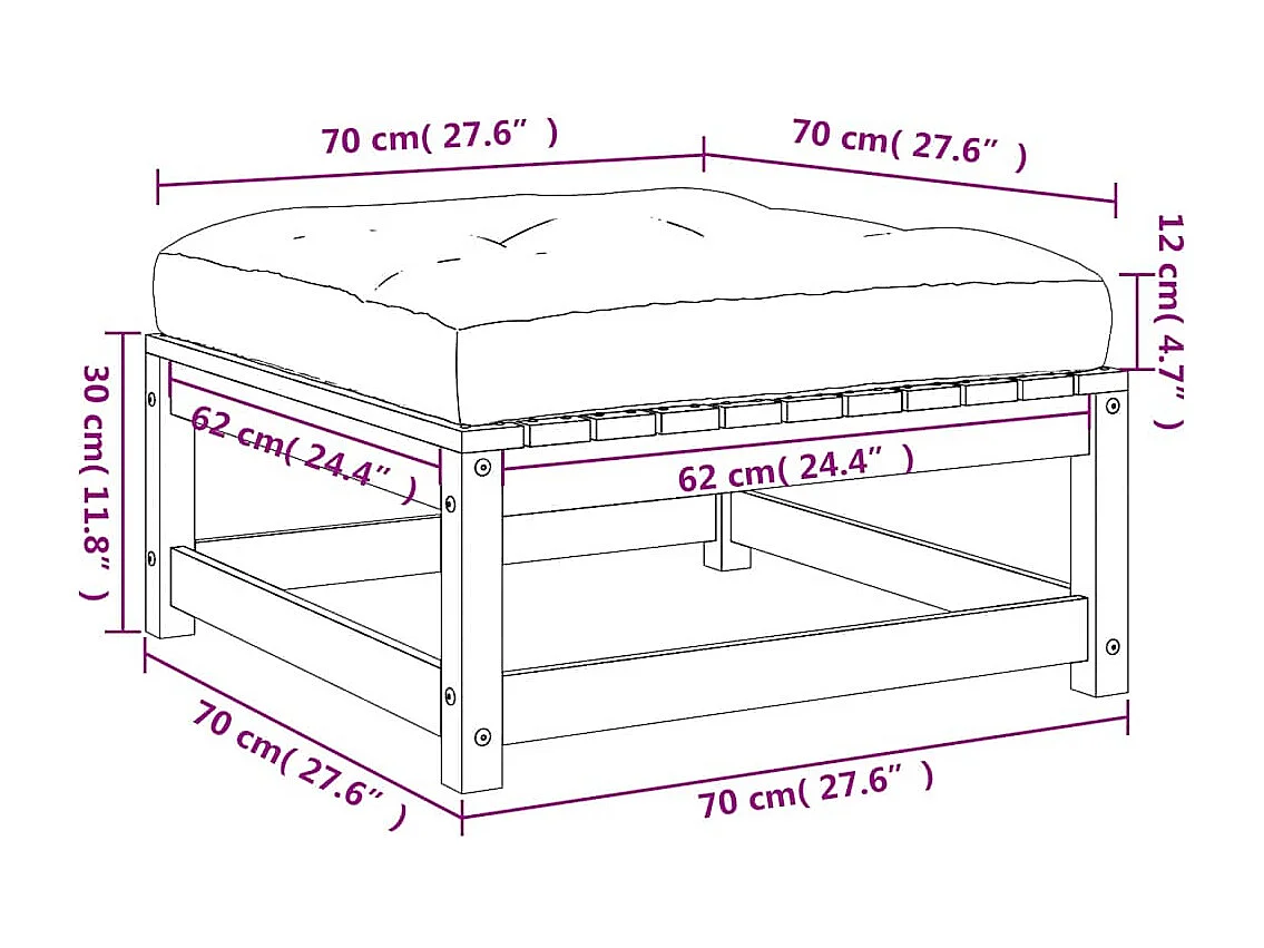 Garden Furniture -  Taburetes de jardín con cojines 2 uds madera abeto de Douglas