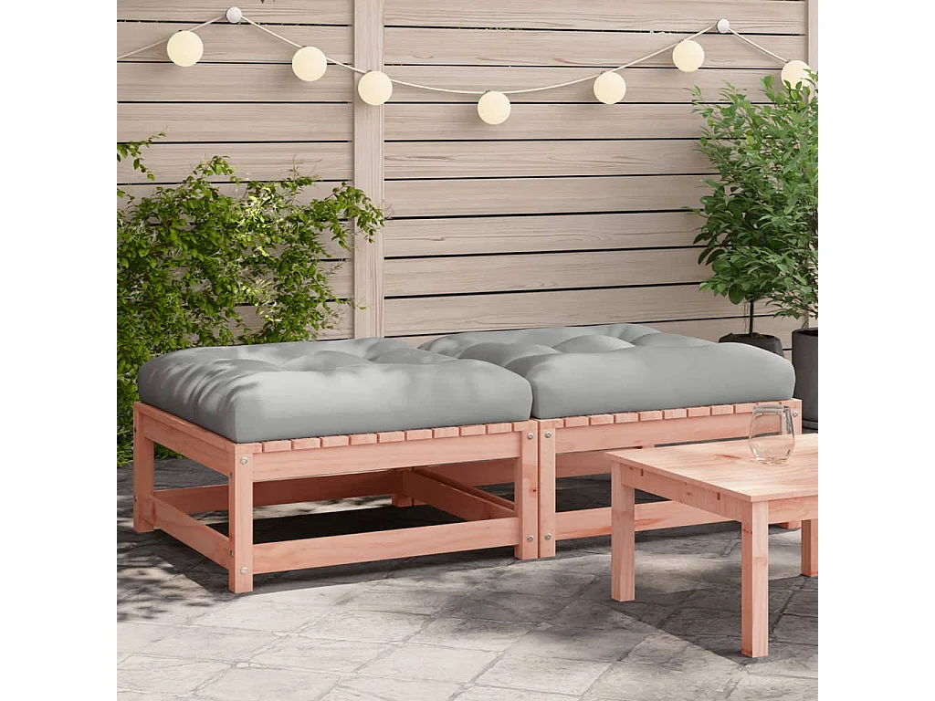 Garden Furniture -  Repose-pieds de jardin avec coussins 2 pcs bois massif douglas