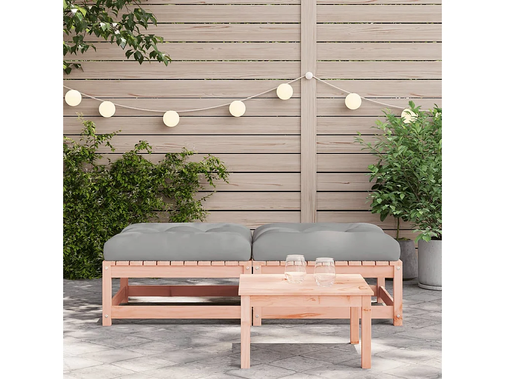 Garden Furniture -  Repose-pieds de jardin avec coussins 2 pcs bois massif douglas