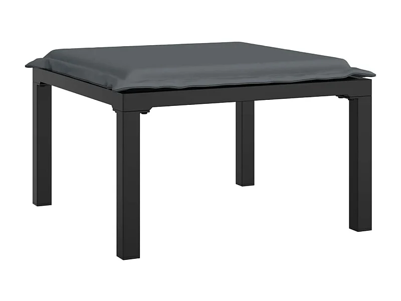 Torjun  Voetenbankje met kussen poly rattan zwart en grijs