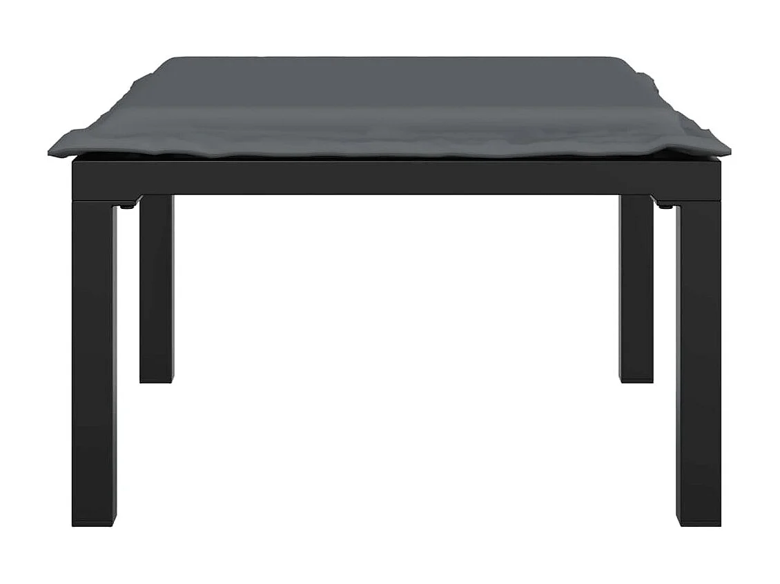 Torjun  Repose-pied de jardin avec coussin noir et gris résine tressée