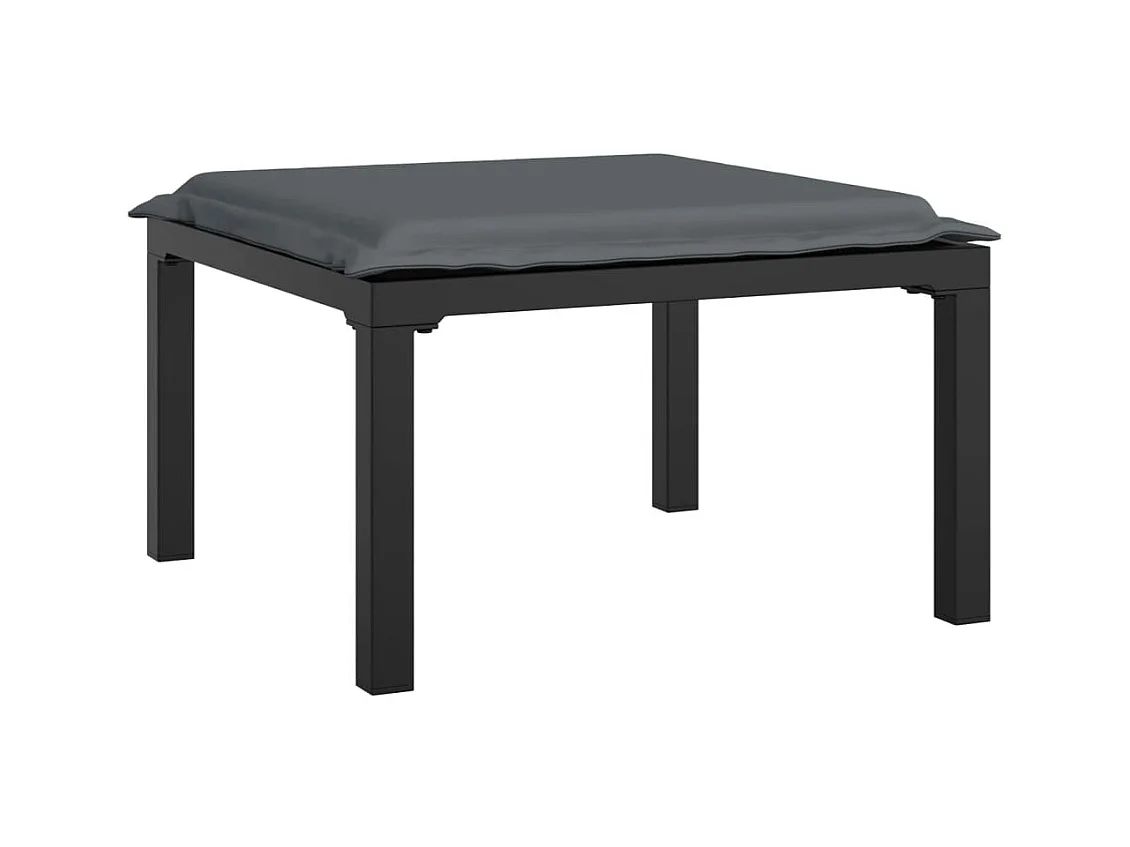 Torjun  Repose-pied de jardin avec coussin noir et gris résine tressée