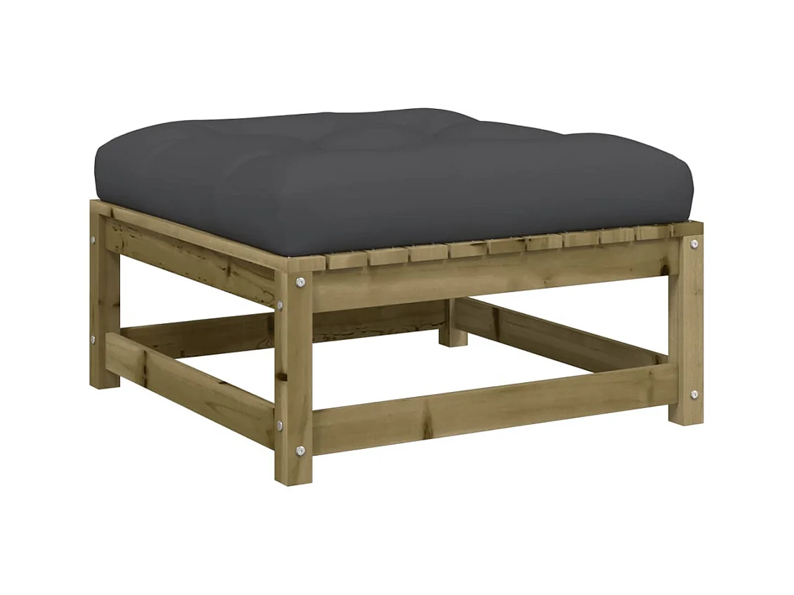 Garden Furniture -  Repose-pied de jardin avec coussin bois de pin imprégné
