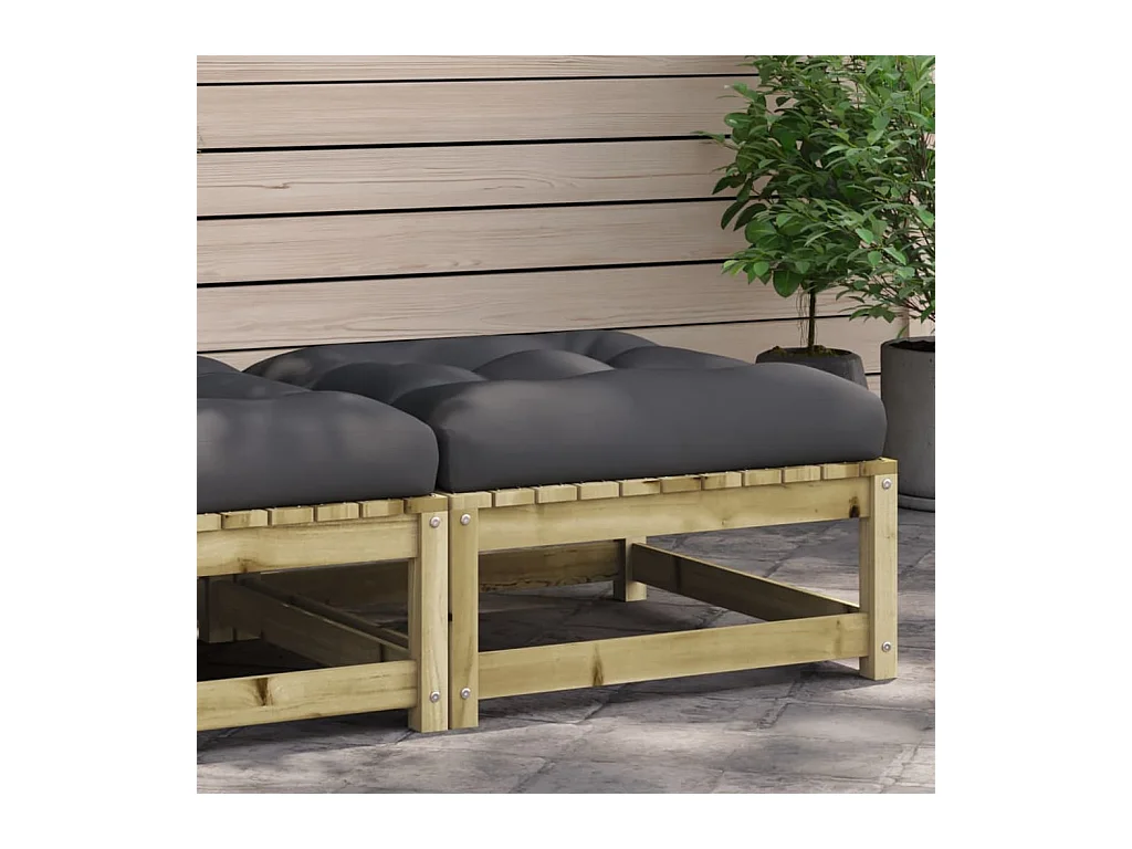 Garden Furniture -  Repose-pied de jardin avec coussin bois de pin imprégné