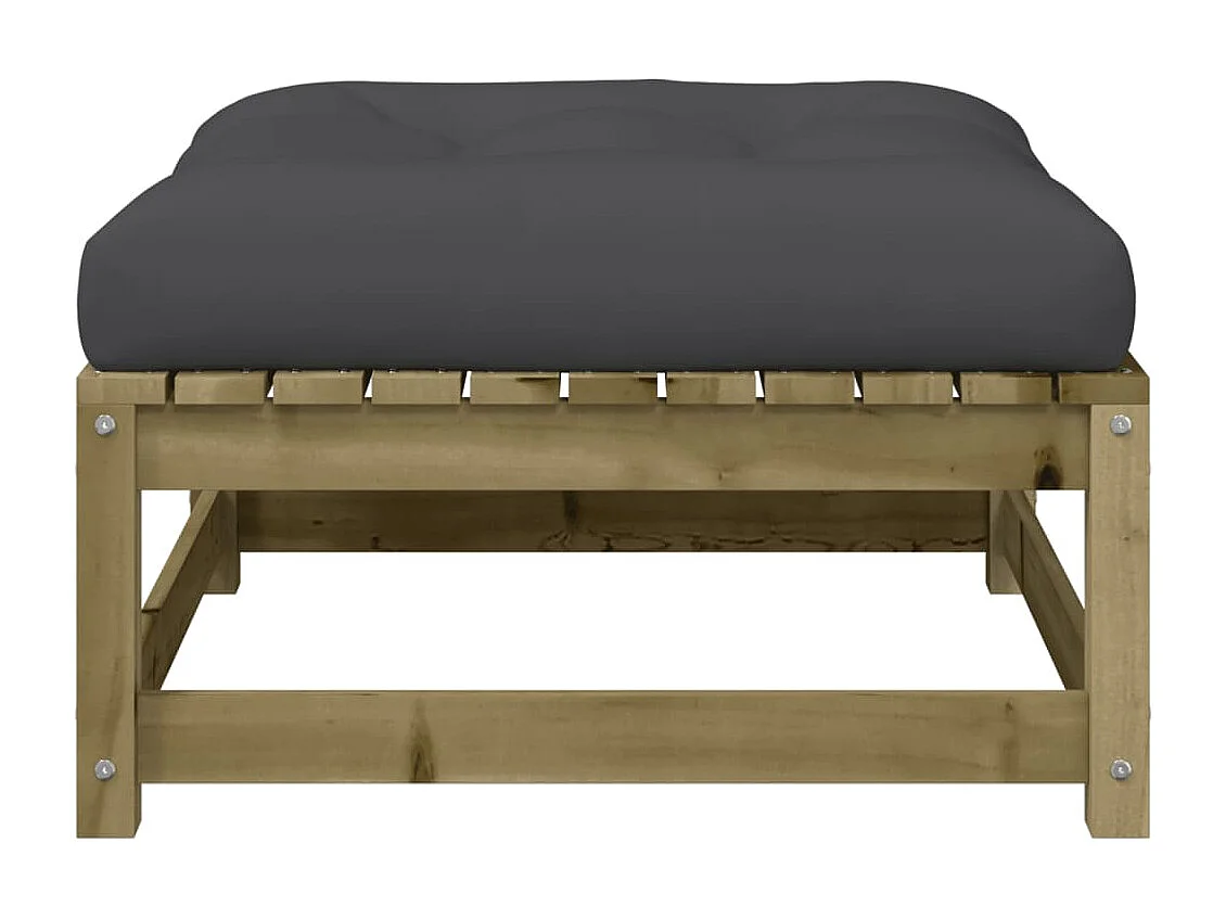 Garden Furniture -  Repose-pied de jardin avec coussin bois de pin imprégné