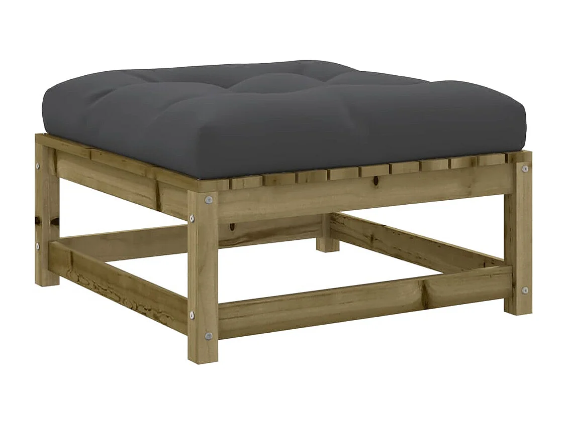 Garden Furniture -  Repose-pied de jardin avec coussin bois de pin imprégné