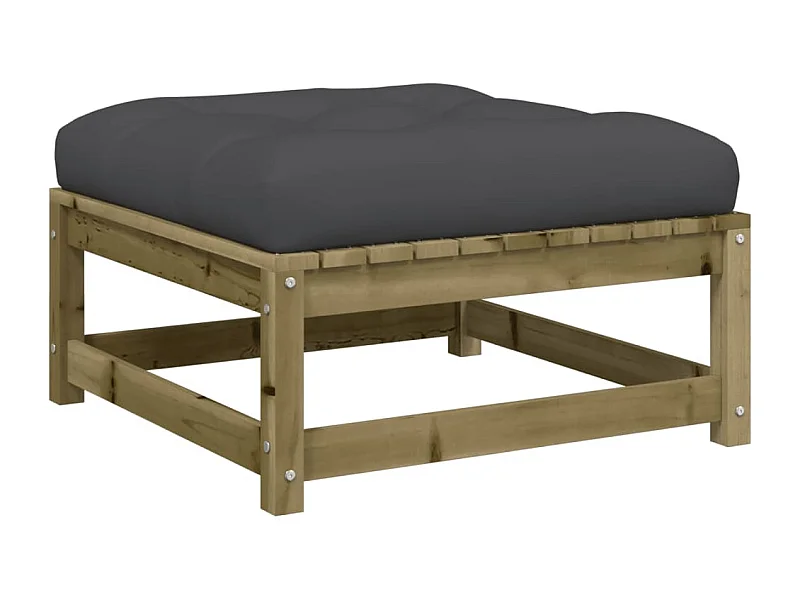 Garden Furniture -  Repose-pied de jardin avec coussin bois de pin imprégné