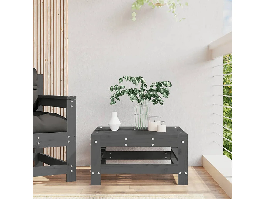 Prolenta Premium -  Repose-pied de jardin gris bois de pin massif