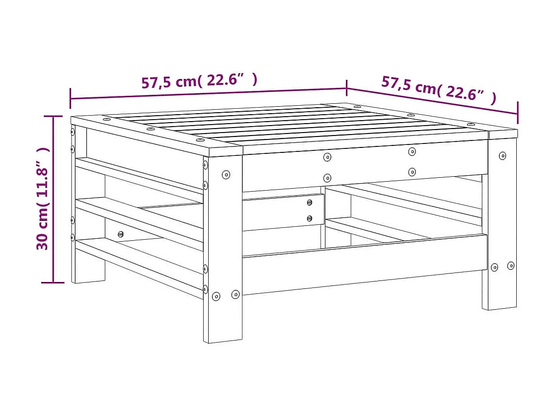 Prolenta Premium -  Repose-pied de jardin gris bois de pin massif