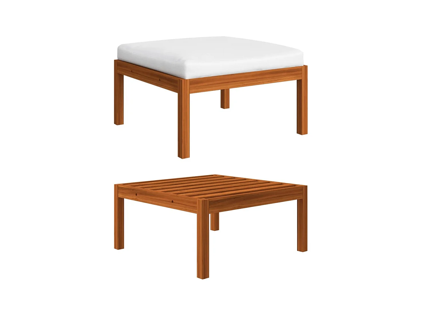 Cut Bank  Repose-pied de jardin avec coussin Bois d'acacia massif