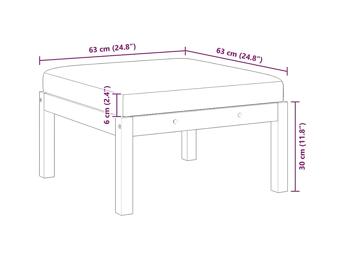 Cut Bank  Repose-pied de jardin avec coussin Bois d'acacia massif