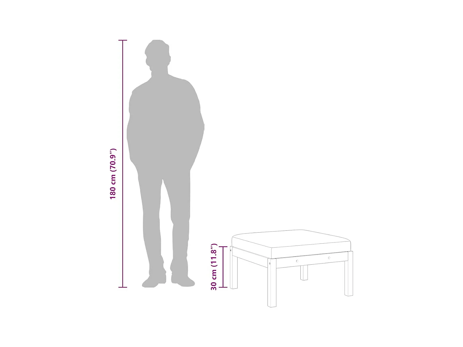 Cut Bank  Repose-pied de jardin avec coussin Bois d'acacia massif