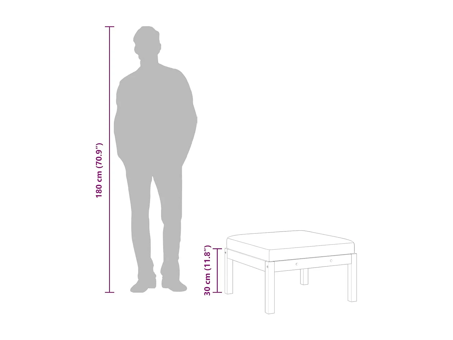 Cut Bank  Repose-pied de jardin avec coussin Bois d'acacia massif