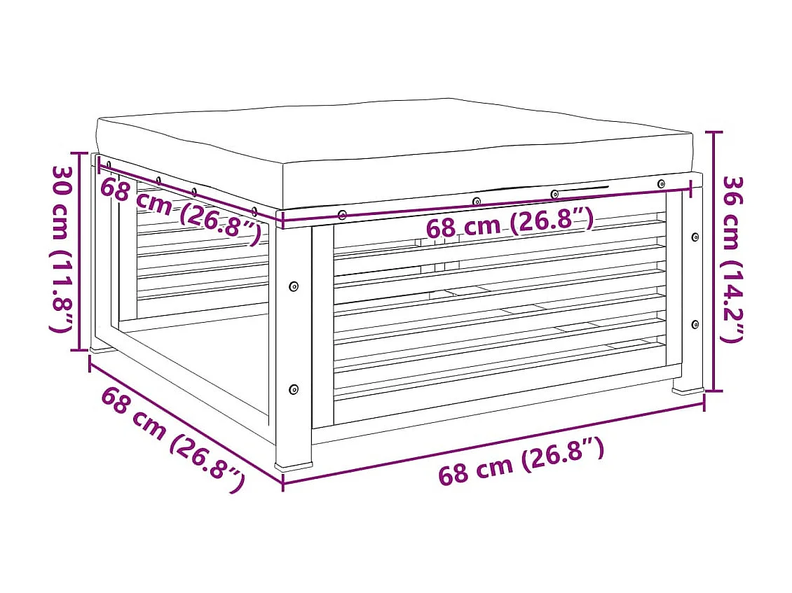 Carrigart  Tuinvoetenbank met kussen 68x68x30 cm massief acaciahout