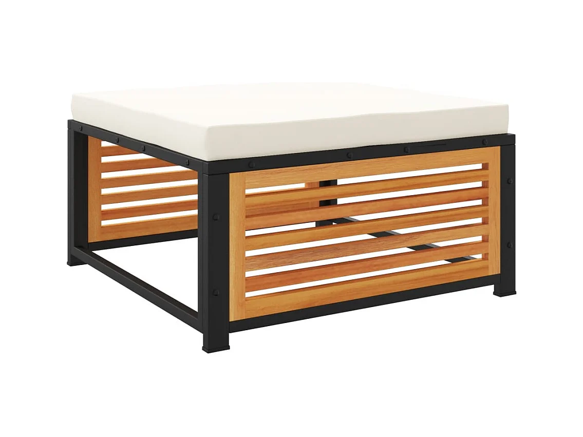 Carrigart  Tabouret de jardin avec coussin 68x68x30cm bois massif d'acacia