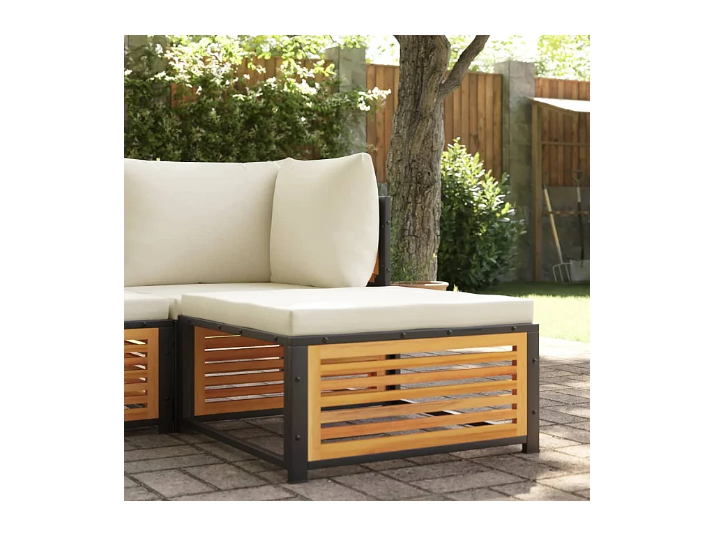 Carrigart  Tabouret de jardin avec coussin 68x68x30cm bois massif d'acacia