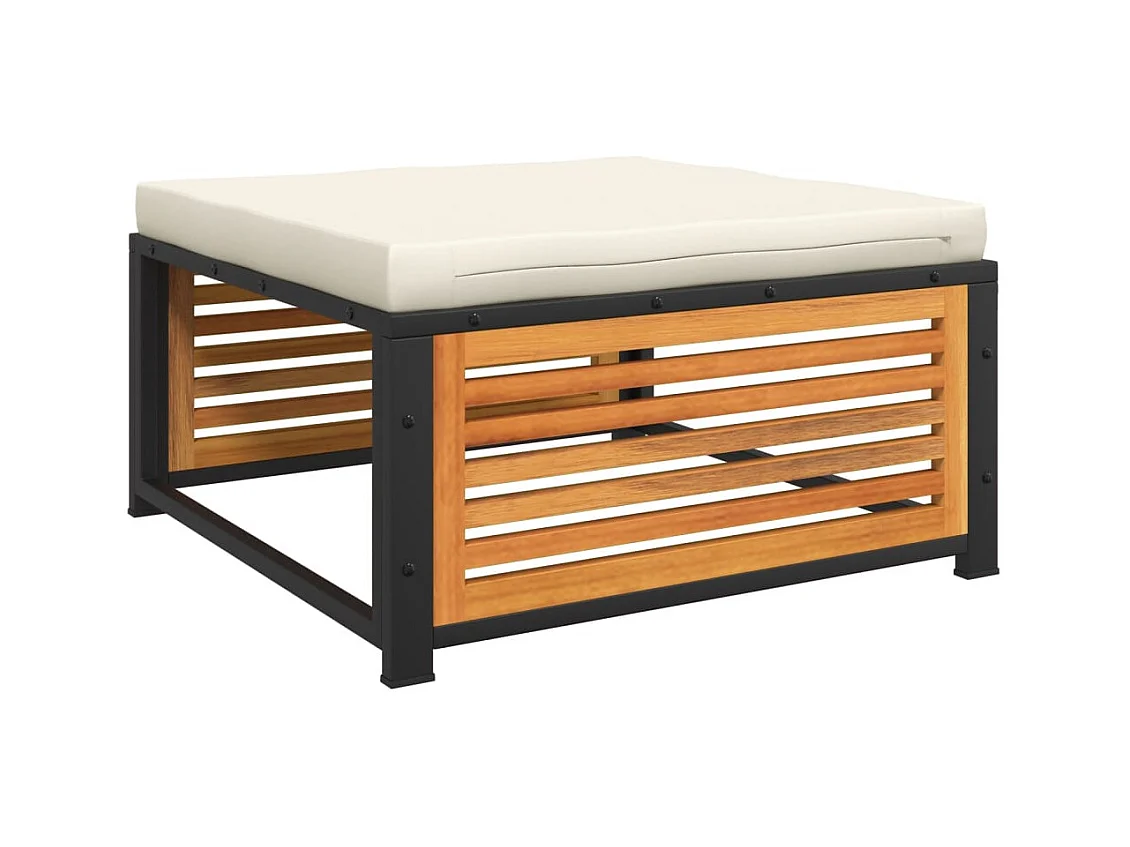 Carrigart  Tabouret de jardin avec coussin 68x68x30cm bois massif d'acacia