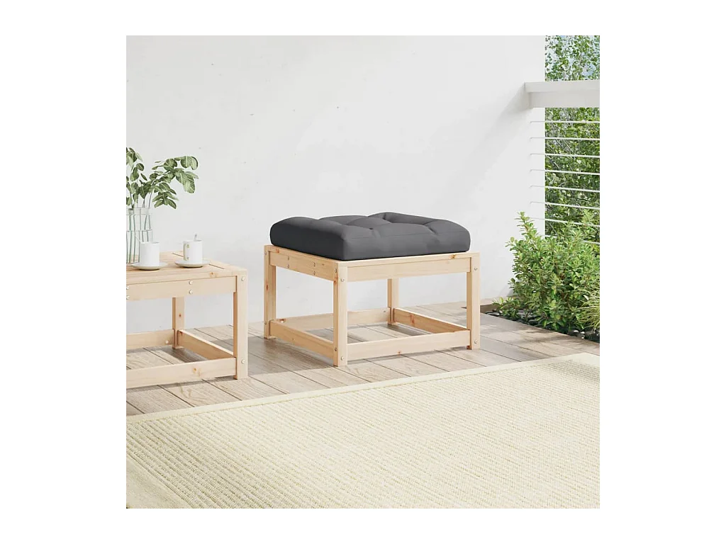 Coalgate  Repose-pied de jardin avec coussins bois de pin massif