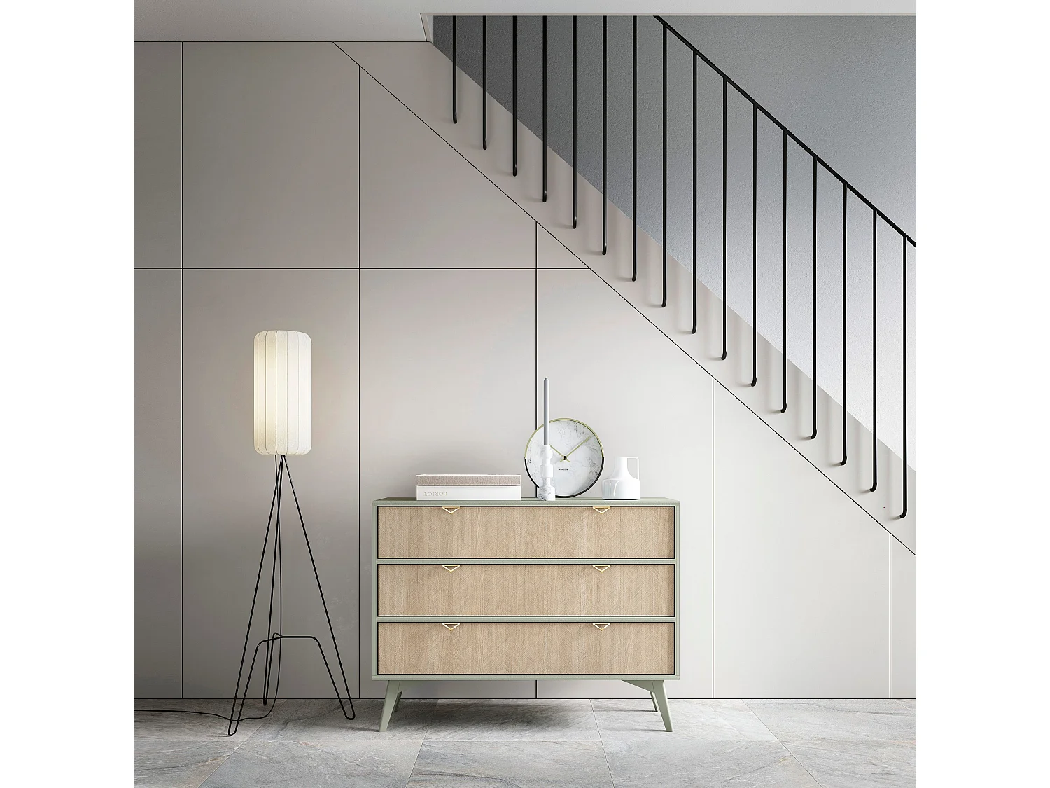 Commode à 3 tiroirs en bois lamellé 106x80 cm