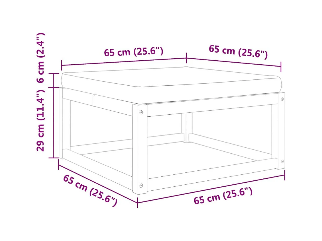 Hodsager  Tuinvoetenbank met kussen 65x65x29 massief acaciahout