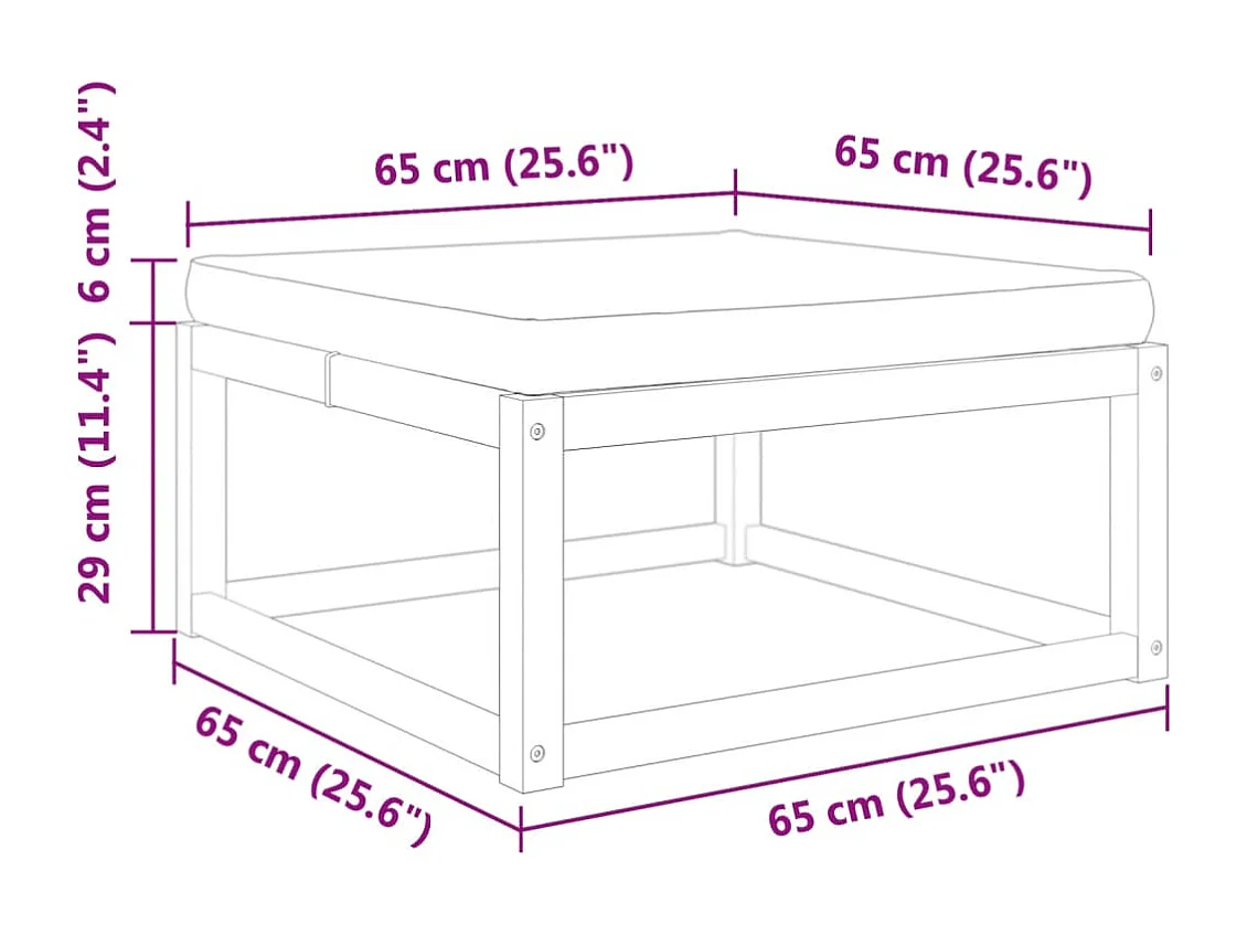 Hodsager  Repose-pied de jardin avec coussins bois massif d'acacia