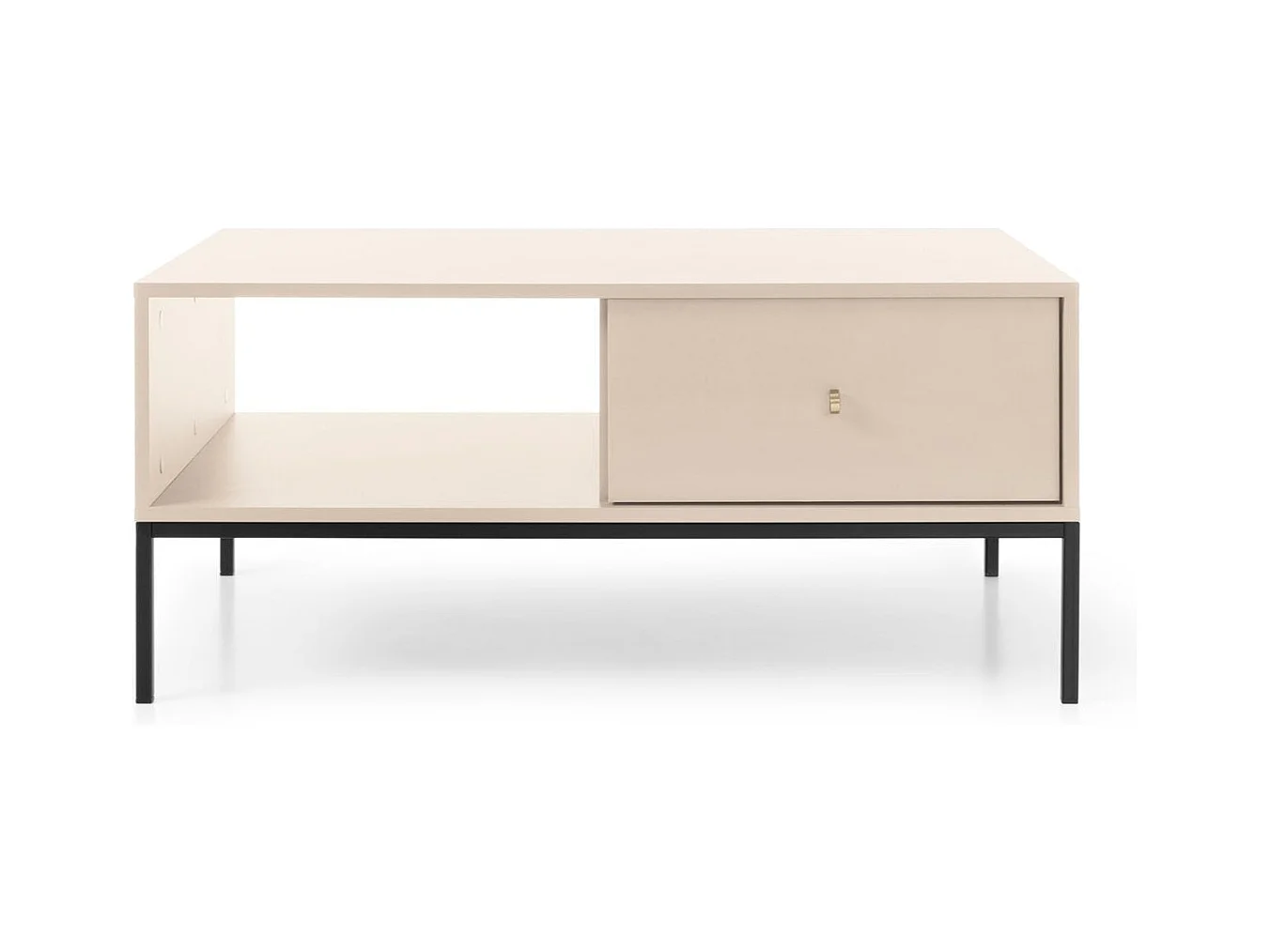 Couchtisch mit 1 Schublade und schwarzen Metallbeinen 104x68 cm