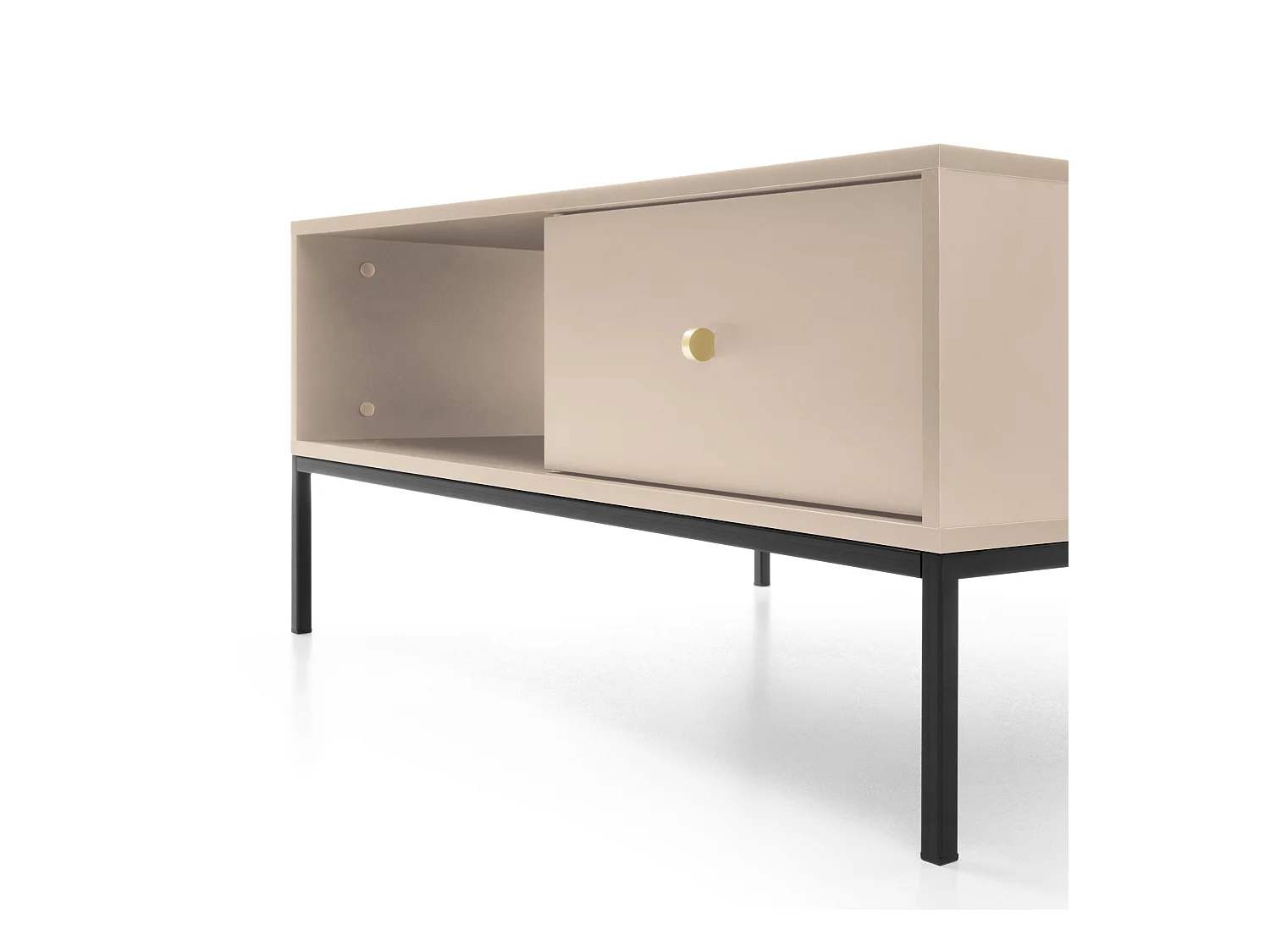 Couchtisch mit 1 Schublade und schwarzen Metallbeinen 104x68 cm