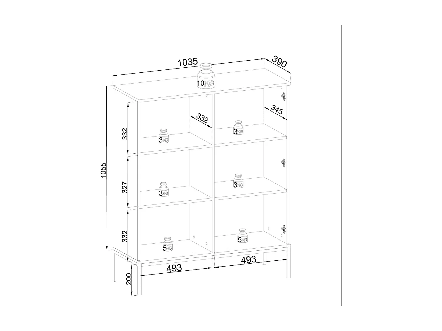 Vitrine 2 portes avec LED intégrée Noir et Chêne 104x126 cm