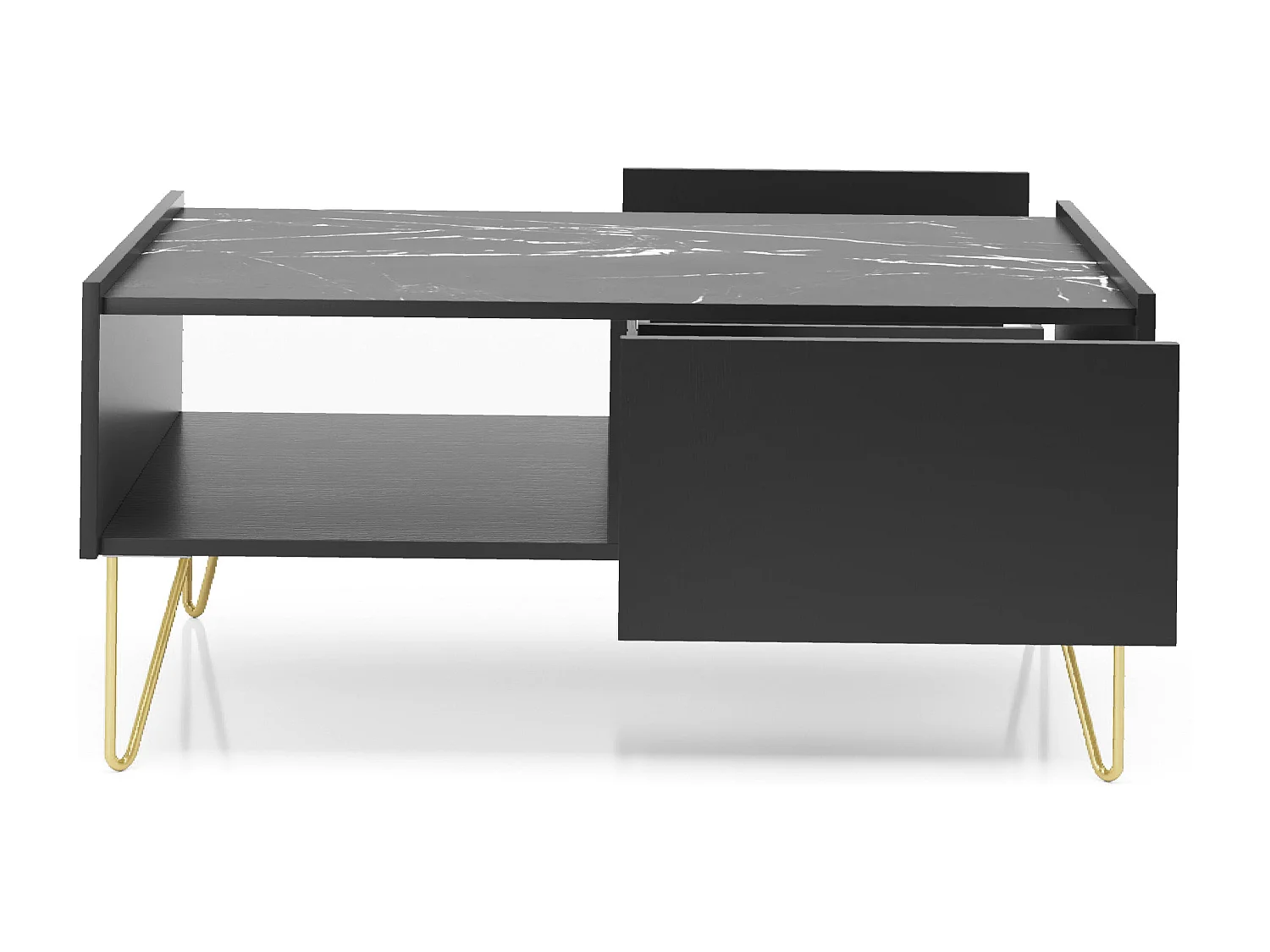 Tavolino 2 cassetti con top effetto marmo 97x45 cm