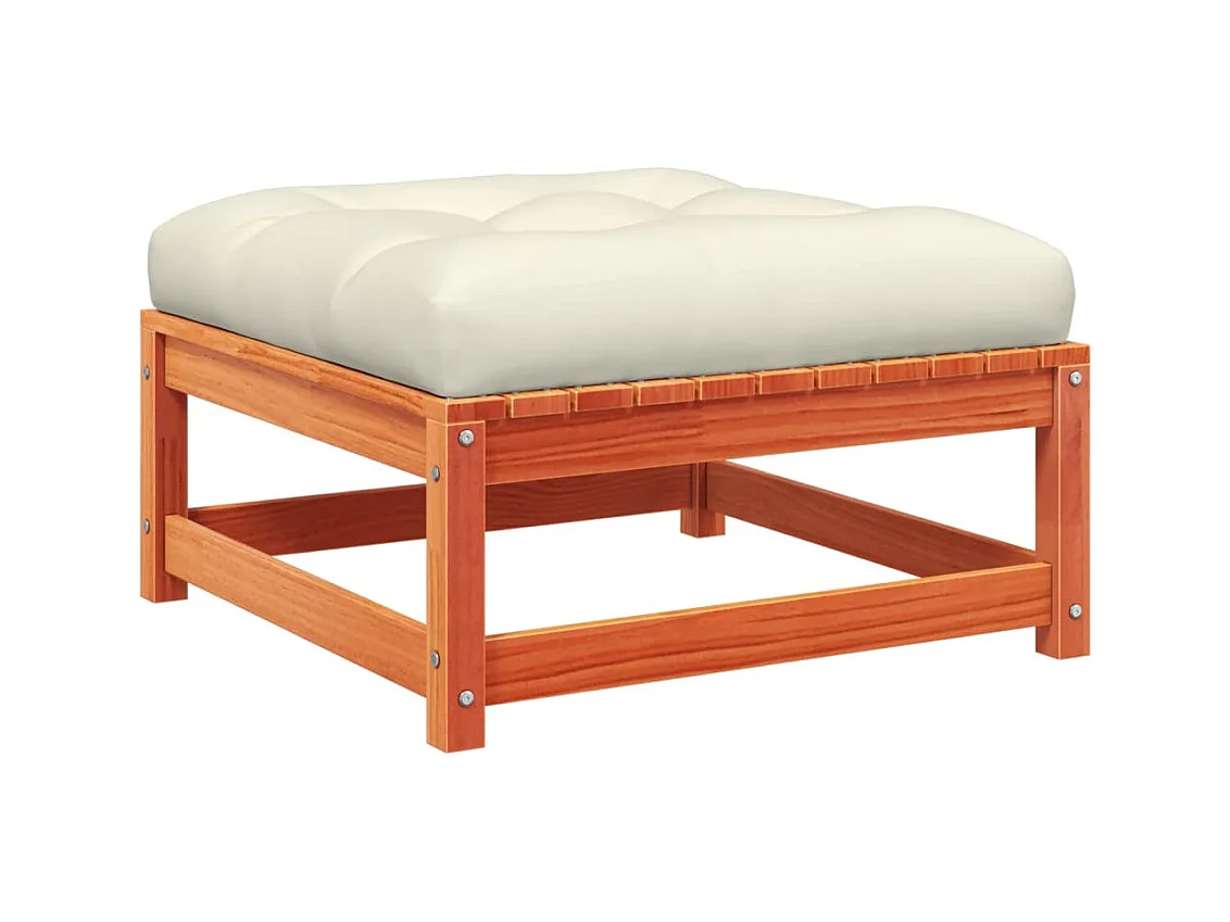 Garden Furniture -  Reposapiés jardín cojines 2 uds madera maciza pino marrón cera