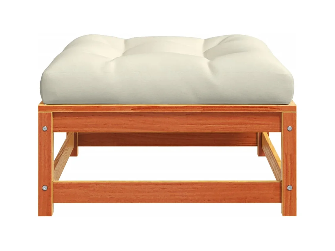 Garden Furniture -  Reposapiés jardín cojines 2 uds madera maciza pino marrón cera