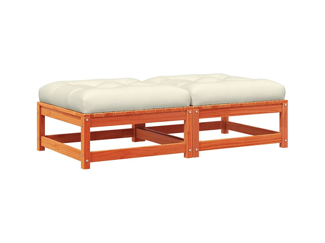 Garden Furniture -  Repose-pieds de jardin avec coussins 2 pcs bois massif pin