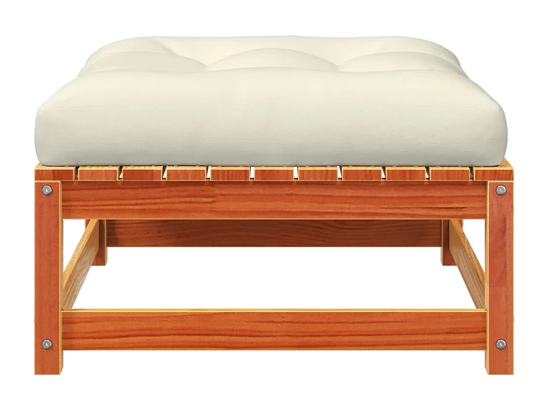 Garden Furniture -  Repose-pieds de jardin avec coussins 2 pcs bois massif pin