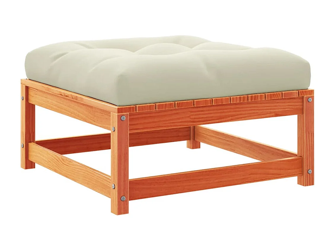 Garden Furniture -  Repose-pieds de jardin avec coussins 2 pcs bois massif pin