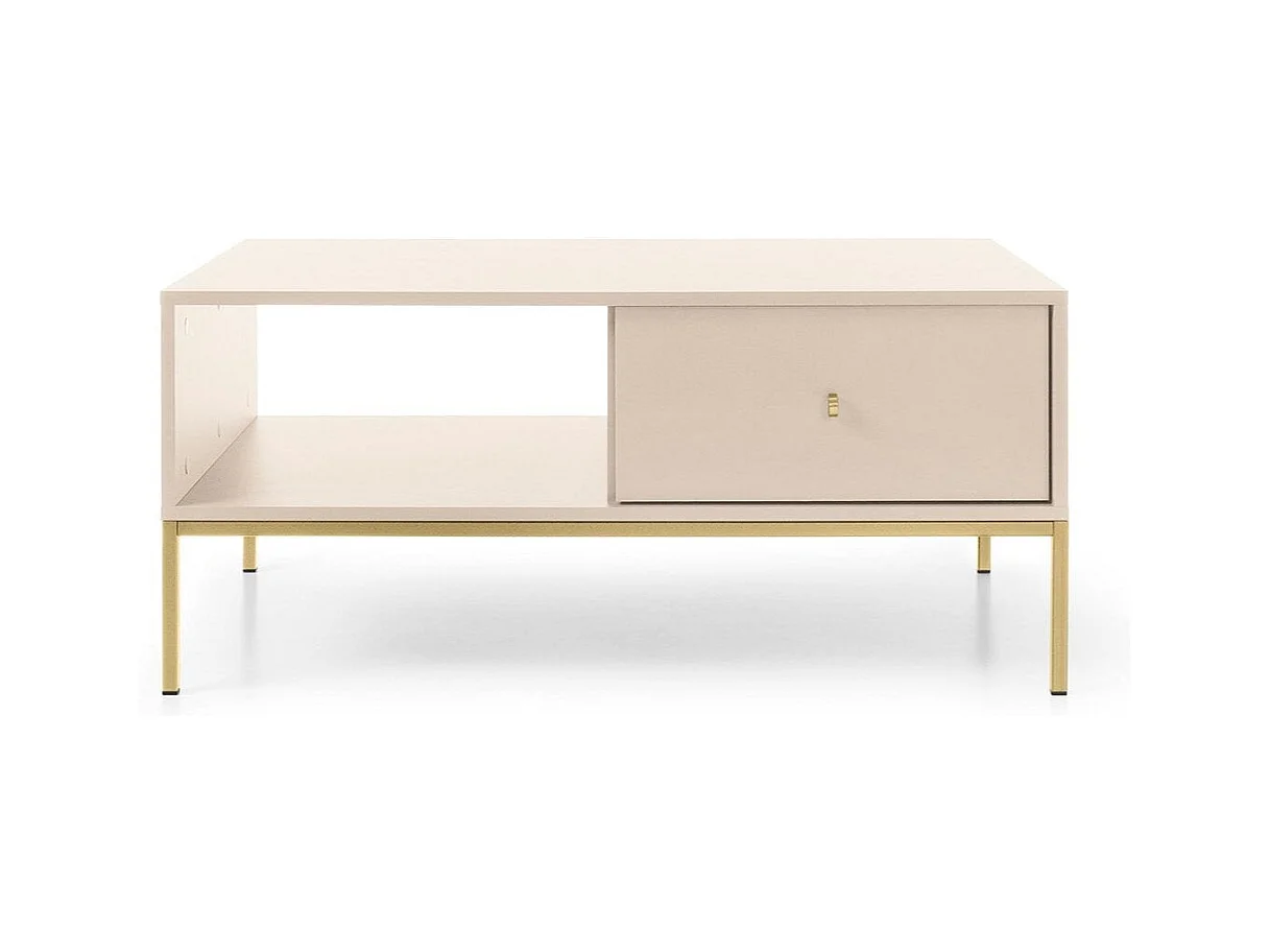Lage tafel 1 lade met gouden metalen poten 104x68 cm