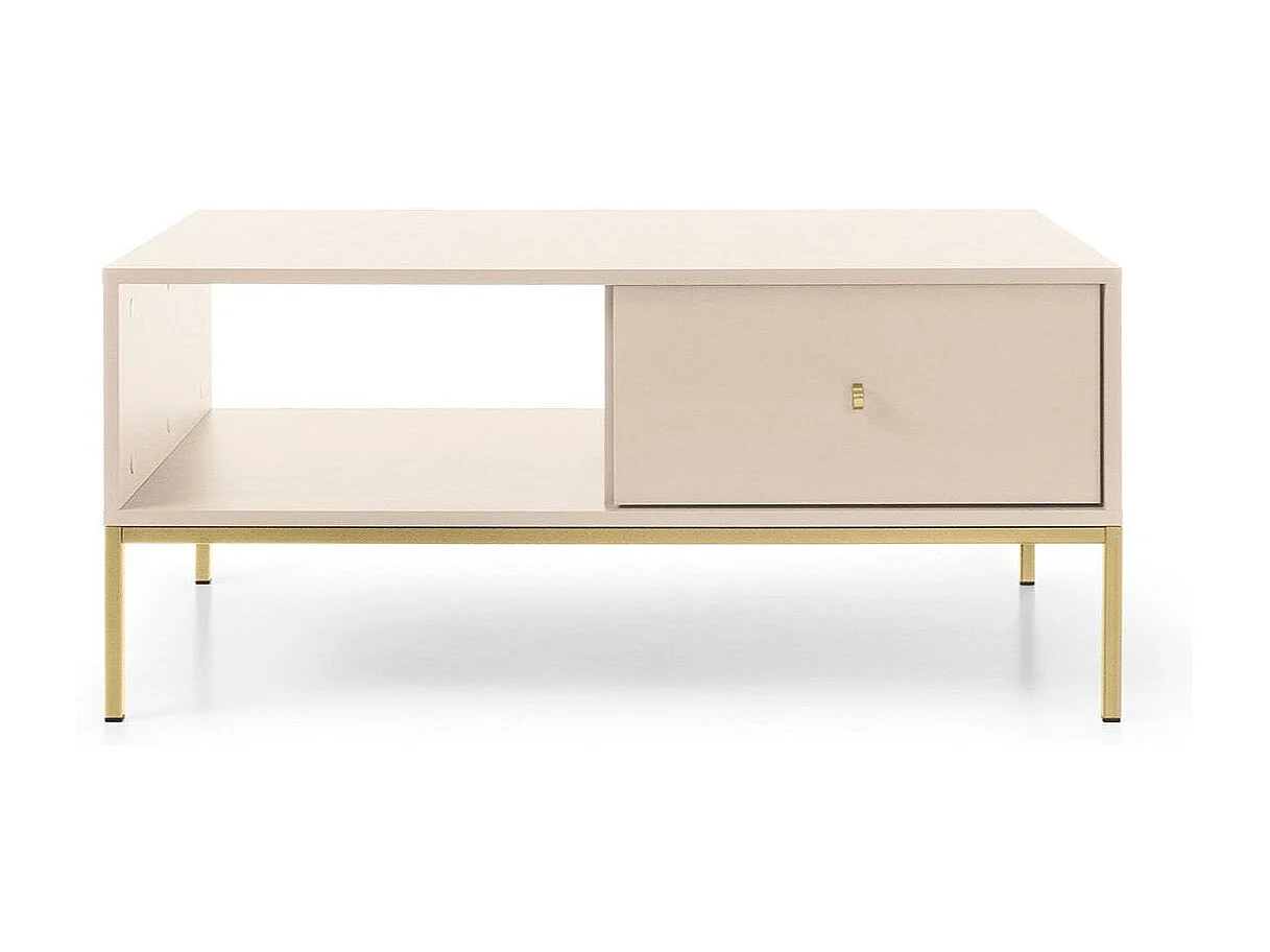 Lage tafel 1 lade met gouden metalen poten 104x68 cm