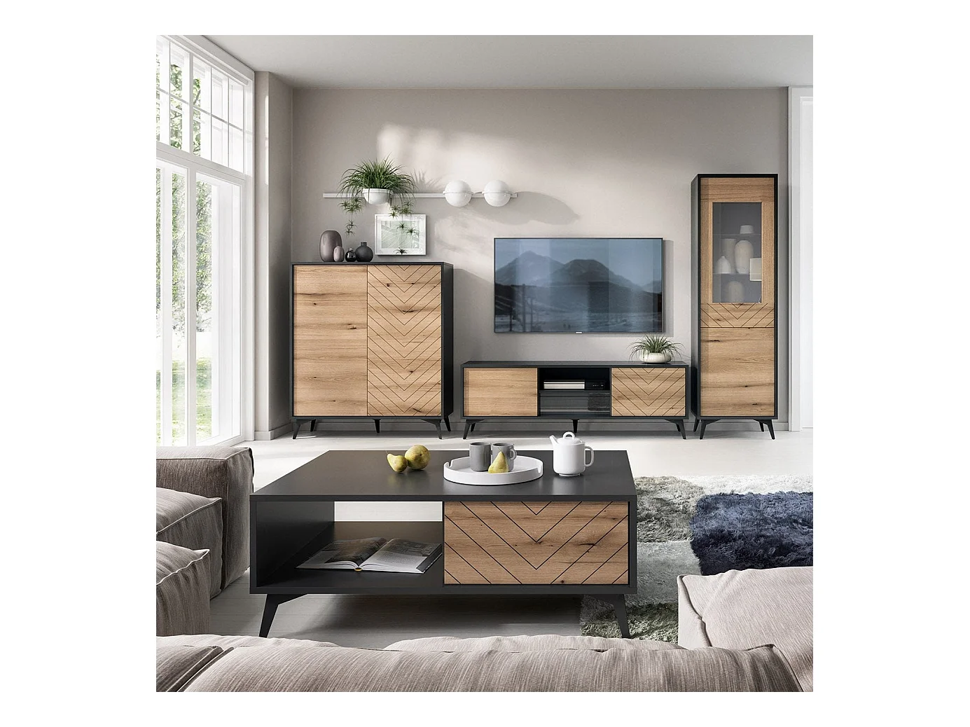 Table basse en bois lamellé 104x40 cm