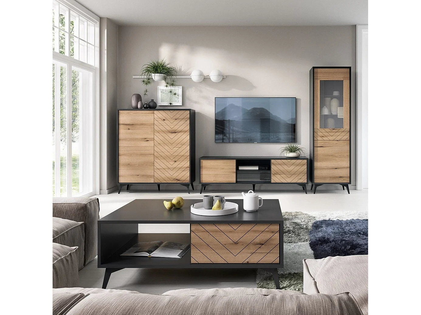 Table basse en bois lamellé 104x40 cm